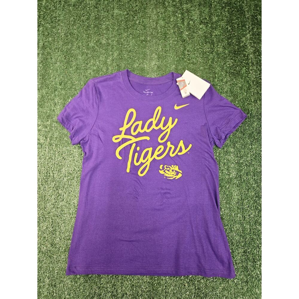 NWT Nike Womens LSU Tigers Script Over Logo Purple T-Shirt Size Medium - Picture 3 of 9